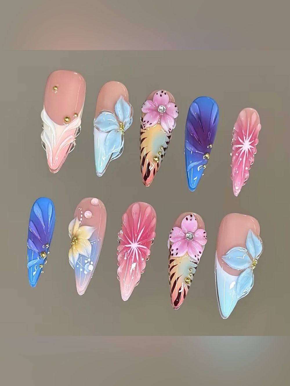 NailVesta Stiletto Press-On Nail Set - Prism Aura